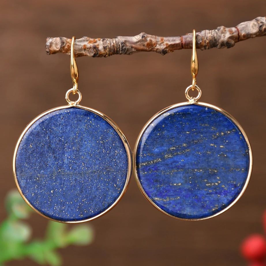 Yumfeel 1Pair Boho Colorful Natural Stone Dangle Earring Turquoise Round Teardrop Earring Retro Elegant Women Banquet Jewelry - Charlie Dolly