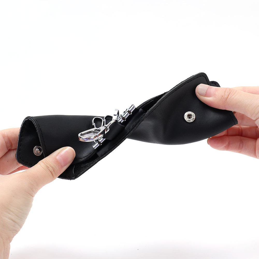 6 Hooks Leather Keychain Storage Men Women Key Holder Organizer Pouch Cow Split Car Key Wallets Housekeeper Key Case Card Bag - Charlie Dolly