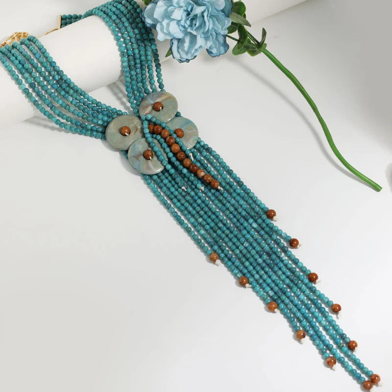 Acrylic Bead Long Statement Necklace Jewelry