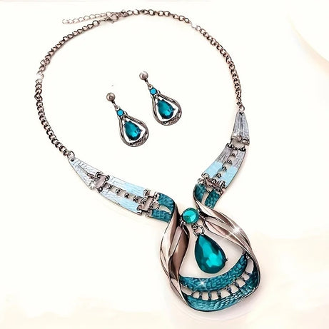 Geometric Statement Collar Necklace Earring Set Jewelry