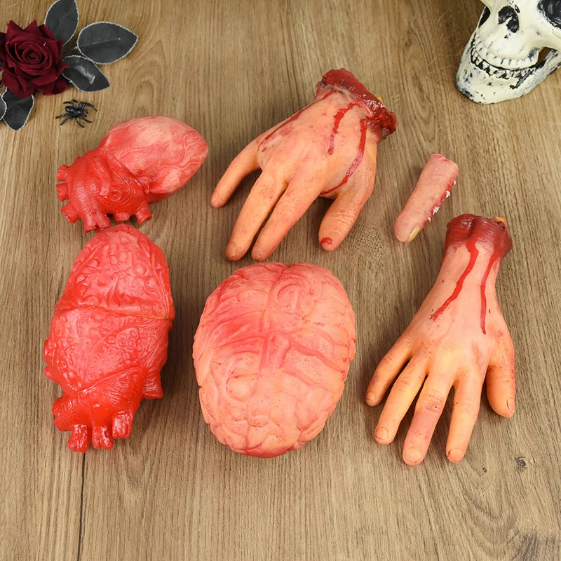 2024 Halloween Fake Human Arm Plastic Hands Foot Bloody Dead Body Parts Outdoor Haunted House Scary Props Halloween Decorations - Charlie Dolly