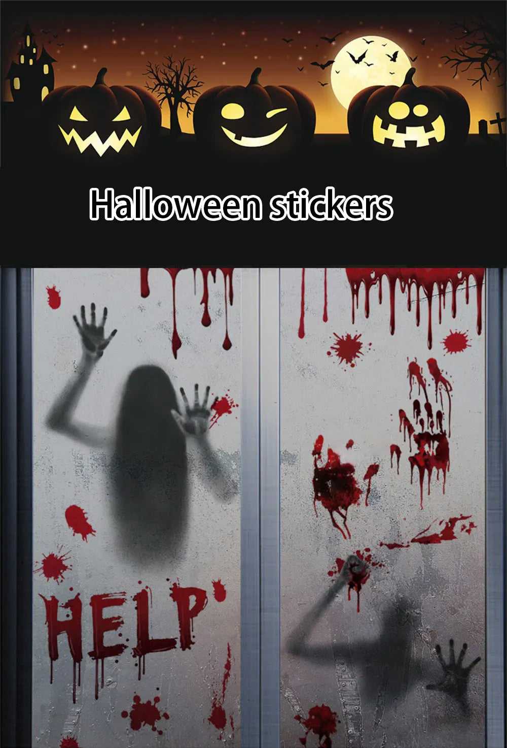 Horror Bloodstain Wall Sticker Handprint Footprint Blood Skull Window Sticker Halloween Decoration 2024 Halloween Scary Sticker - Charlie Dolly