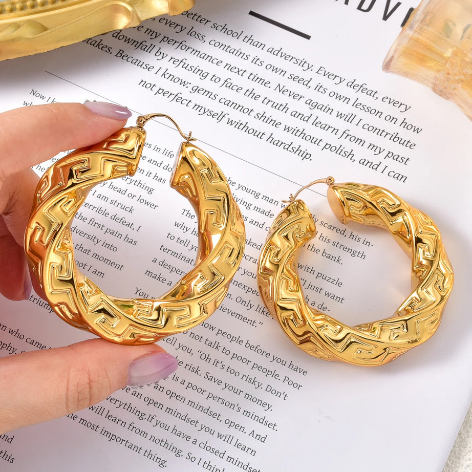 Large Gold Plated Statement Hoop Earrings Jewelry