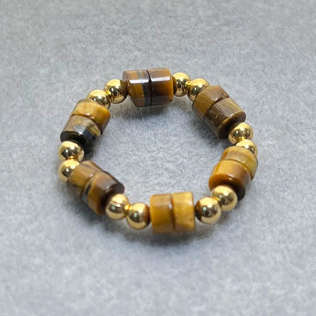Boho 2*4mm Natural Stone Rings Women Handmade Jewelry Friendship Gifts Agate Tigereye Opal Statement Ring Stainless Steel Beads - Charlie Dolly