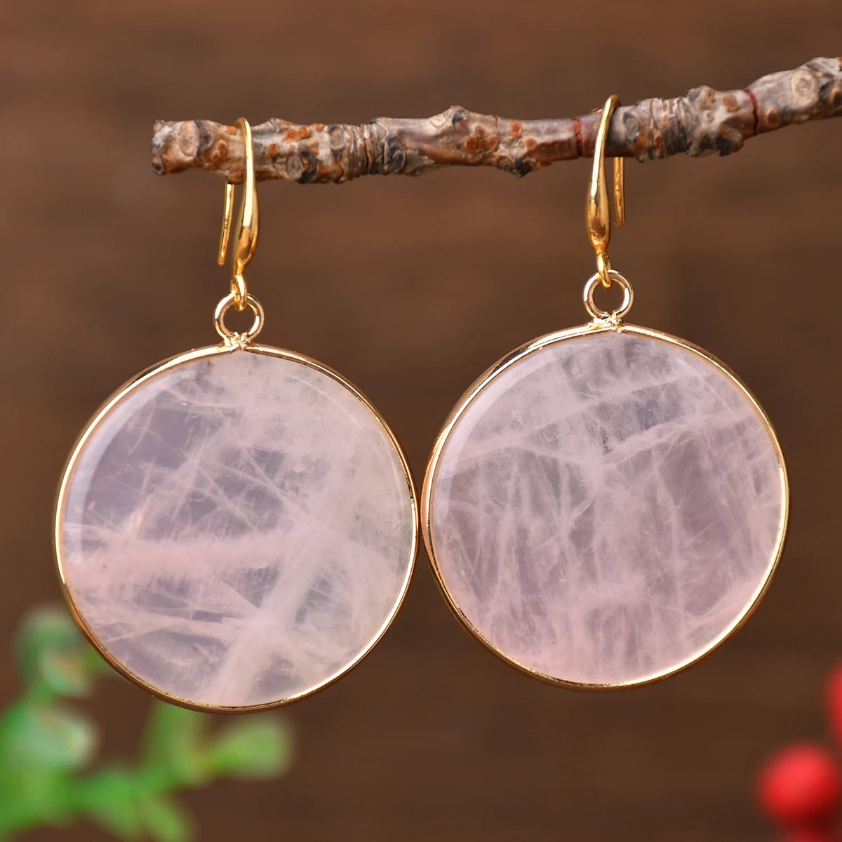 Yumfeel 1Pair Boho Colorful Natural Stone Dangle Earring Turquoise Round Teardrop Earring Retro Elegant Women Banquet Jewelry