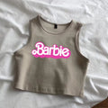 Sexy Barbie Ladies Sleeveless Crop Top Kawaii Cartoon Casual Girls Camisole T-Shirts Vest Y2K Fashion Women Slim Short Tank Tops - Charlie Dolly