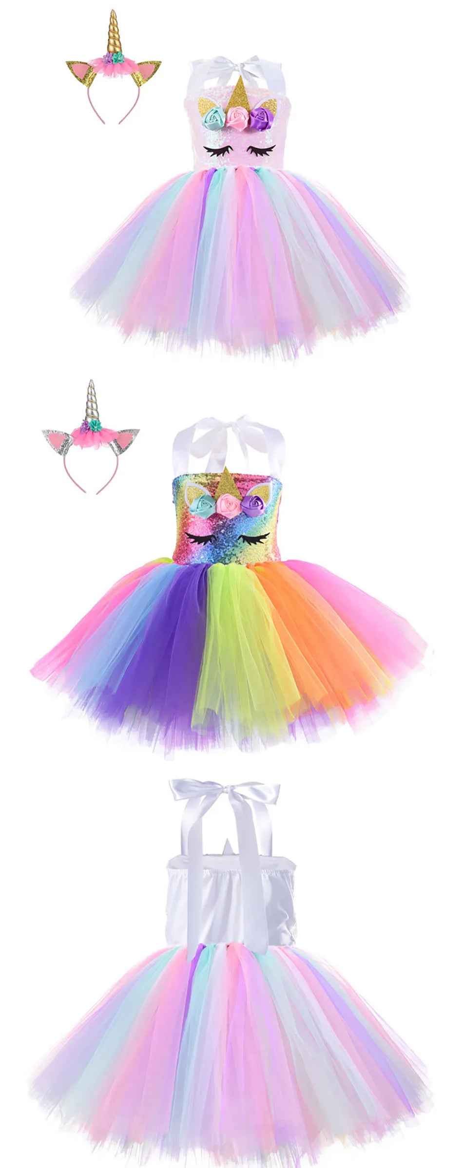 Princess Girls Unicorn Tutu Dress Outfits Pastel Flower Baby Girl Birthday Party Dresses Tulle Kids Halloween Cosplay Costumes - Charlie Dolly