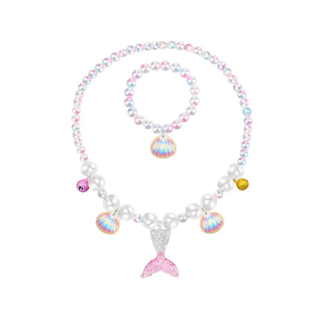 Mermaid Fish Tail Shell Bracelet and Earring Set for Girls