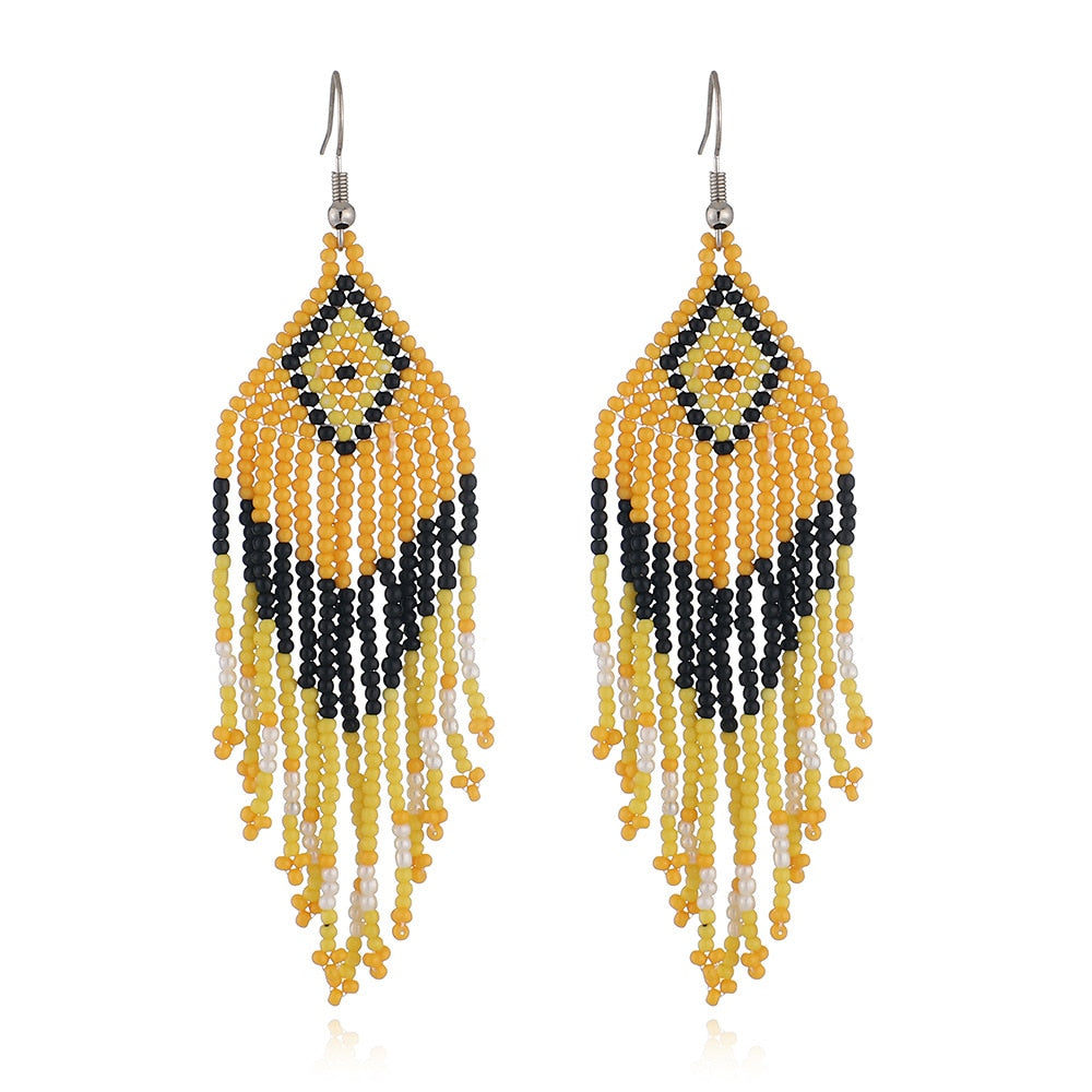 LIMAX New Arrival Colored Beads Earrings Niche Ethnic Style Handmade Jewelry Personality Bohemian Tassel Earrings - Charlie Dolly