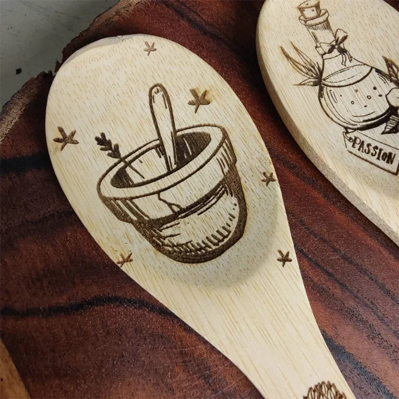 Set of 3 Kitchen Witch Decorative Spoon Wood Burning Halloween Kitchen Favor for Family Halloween Decor Home 2024 Supplies Party - Charlie Dolly