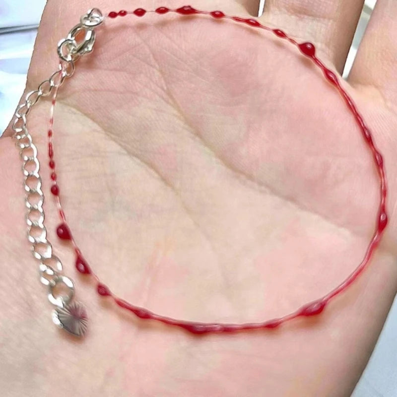 Blood Drop Jewelry Blood Drop Bracelet/Necklace Chain Necklaces/Bracelets Alloy Material Halloween Jewelry for Man Woman F19D - Charlie Dolly