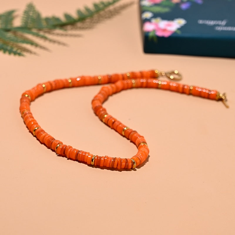 Mother of Pearl Choker Natural Shell Beads Necklace for Women Stainless Steel Clasp Exquisite Bijoux Femme MOON GIRL Design - Charlie Dolly