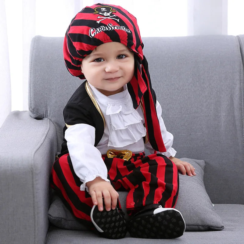 Cosplay Red Knight Pirate Captain Suit Kids Baby Jumpsuits Romper Halloween Costume Fancy Dress party Anime Stage Show Props - Charlie Dolly
