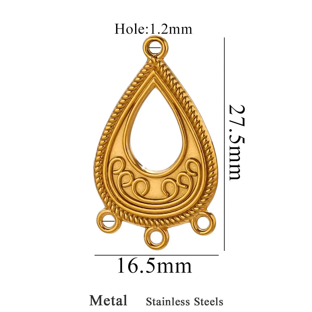 5pcs Stainless Steel Earring Connector Charms Boho Gold Hollow Pendants for Women DIY Jewelry Earring Necklace Making Wholesale