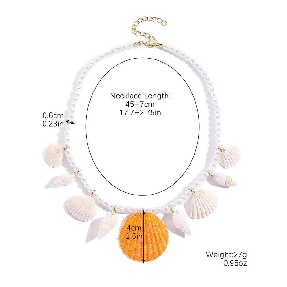 Blue Seashell Irregular Pendant Boho Necklace