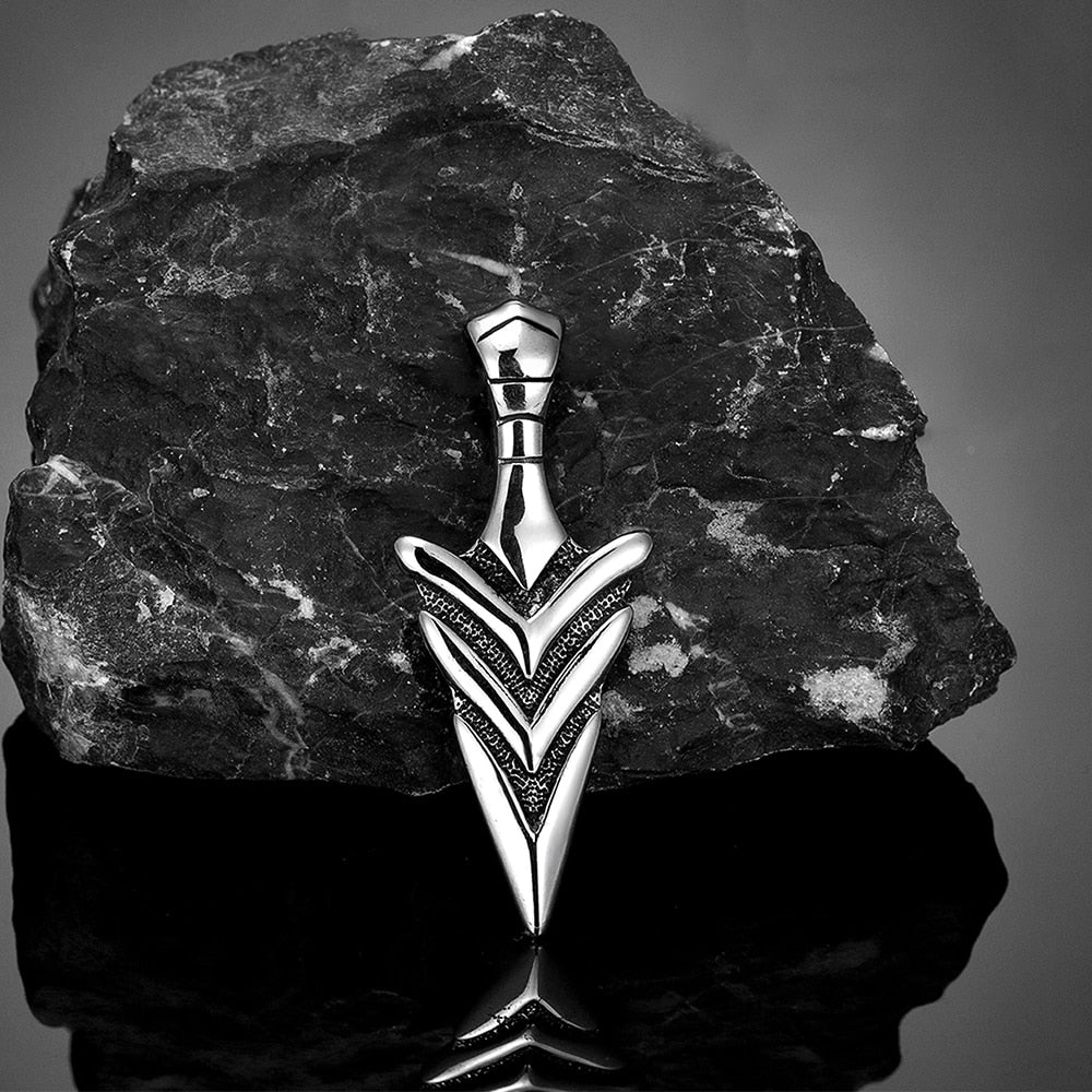 Norse Mythology Odin's Spear Gungnir Necklaces Men Retro Stainless Steel Viking Pendant Scandinavian Amulet Self-defense Jewelry - Charlie Dolly