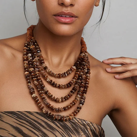 Multilayer Beaded Statement Necklace Jewelry