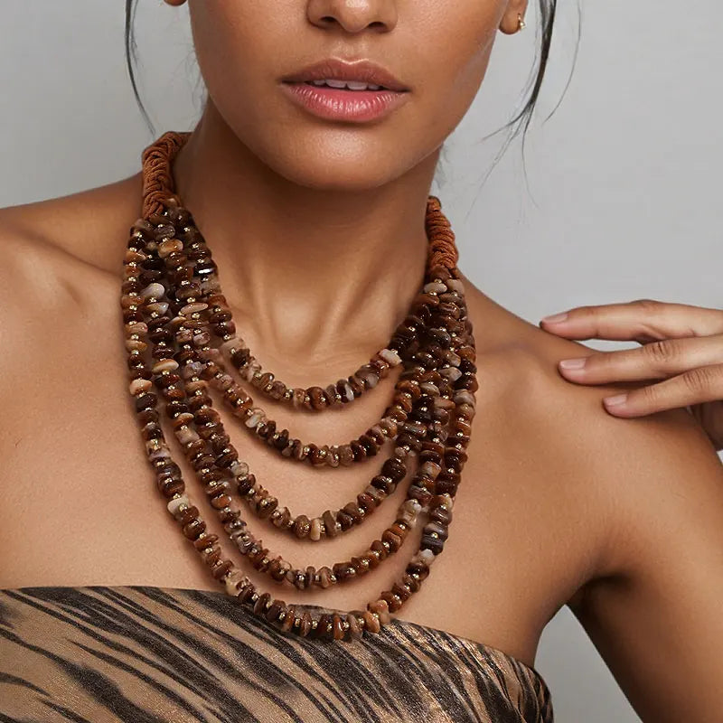 Multilayer Beaded Statement Necklace Jewelry