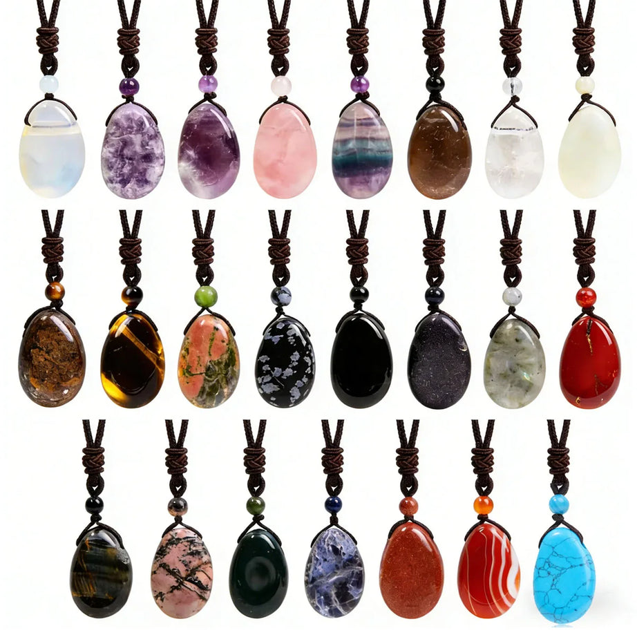 Water Droplet Crystal Pendant, Natural Stone Spiritual Necklace