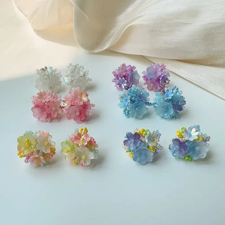 Floral Tassel Long Statement Earrings Jewelry