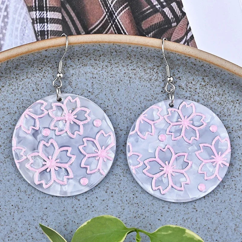 Japan Style Fashion Acrylic Tanjiro Earrings Demon Earrings Anime Cosplay Hanafuda Drop Long Earrings for Women Girls Jewelry - Charlie Dolly