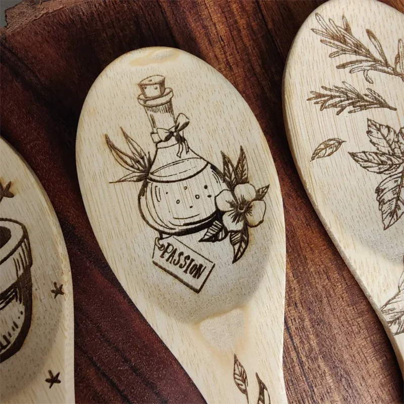 Set of 3 Kitchen Witch Decorative Spoon Wood Burning Halloween Kitchen Favor for Family Halloween Decor Home 2024 Supplies Party - Charlie Dolly