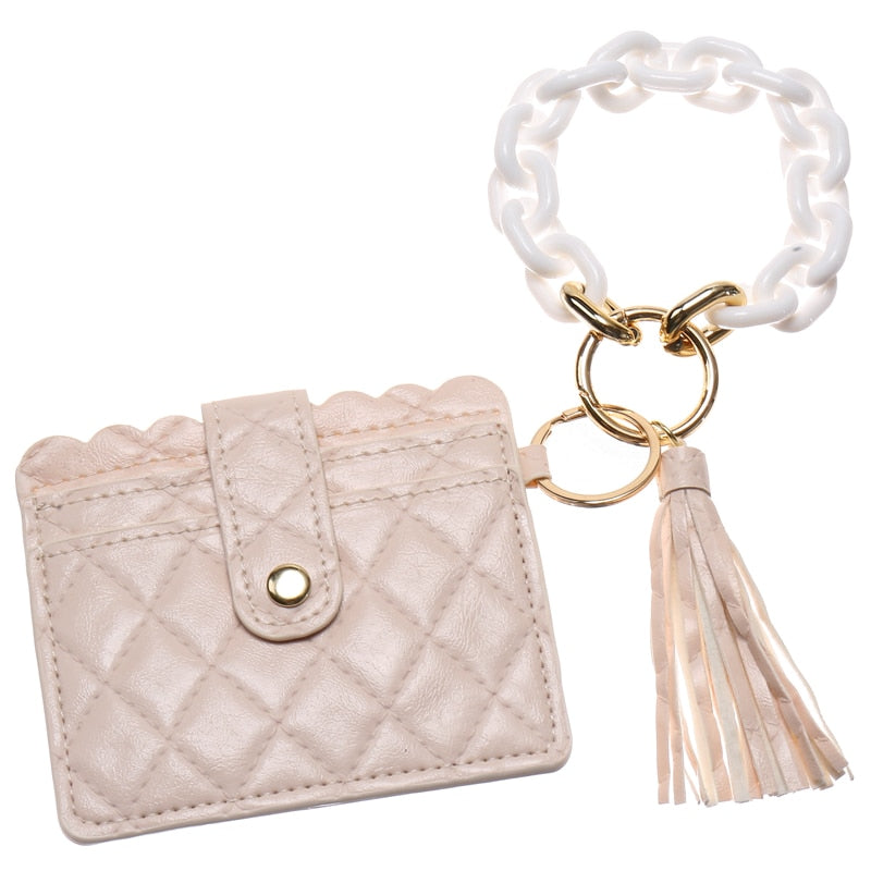 Multi Style Card Wallet PU Leather Keychain For Women Girls Wristlet Bag Tassels Pendant Key Ring Jewelry Gifts - Charlie Dolly