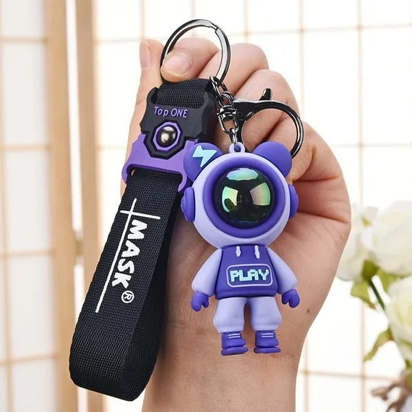 Cartoon Cute Lightning Bear Keychain Astronaut Bear Doll Keyring Bag Pendant Couple Car Keyholder Creative Bag Charm Accessories