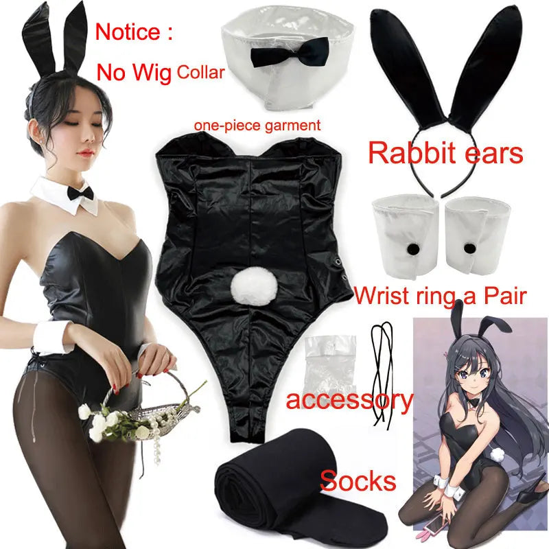 Sakurajima Mai Bunny Girl Cosplay Costume Halloween Adult Woman Senior Sister Cosplay Wig Clothes Size M/XL - Charlie Dolly