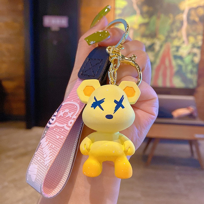 Cute Resin Keychain Charm Tie The Bear Pendant For Women Bag Car KeyRing Mobile Phone Fine Jewelry Accessories Kids Girl Gift - Charlie Dolly