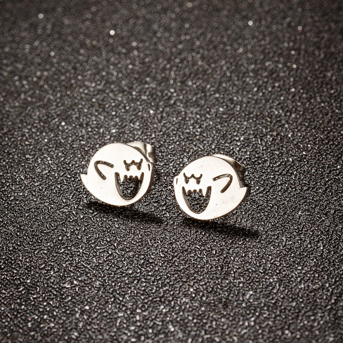 Cute Halloween Cartoon Ghost Earrings Stud For Women Stainless Steel Ear Piercing Black Earrings Minimalist Free Shipping - Charlie Dolly