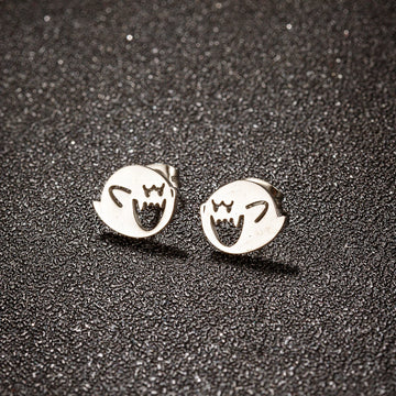 Cute Halloween Cartoon Ghost Earrings Stud For Women Stainless Steel Ear Piercing Black Earrings Minimalist Free Shipping