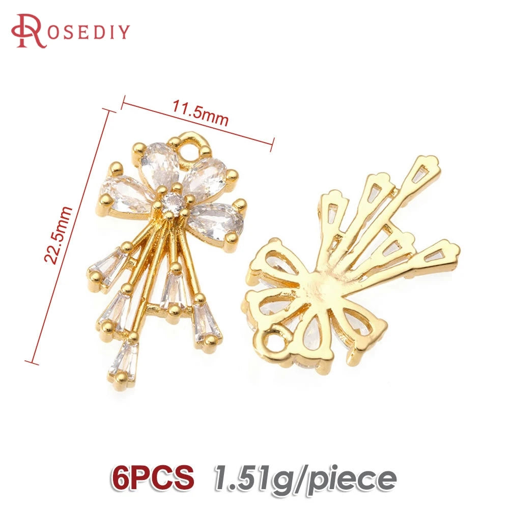 18K Gold Color Brass and Zircon Lotus Flower Necklaces Charms Pendants High Quality Diy Jewelry Accessories Making Supplies