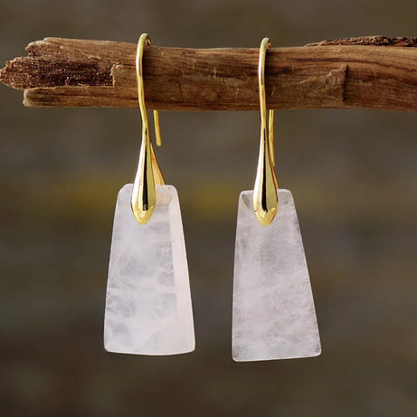 Natural Stone Geometric Pendant Earrings