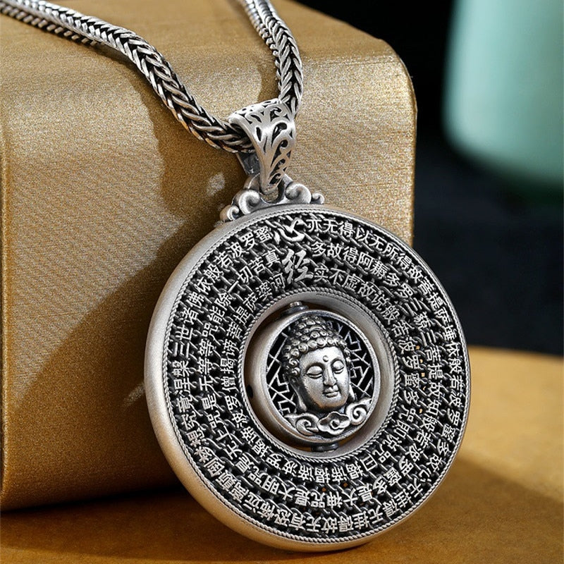 Blessing Heart Sutra Buddha Pendant For Women Men Jewelry Rotatable Tathagata Paramita Scriptures Necklace Male Accessories - Charlie Dolly
