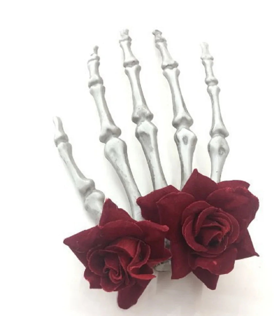 Skull Skeleton Hand Retro Rose Hair Clip Cos Hair Accessories Bone Hairpin Halloween Party Gifts For Women Hair Accessories - Charlie Dolly