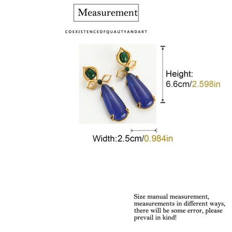 Vintage Sapphire Blue Lapis Lazuli Drop Earrings Statement Woman 2025  Luxury Designer Brands Charm Antique Jewelry Accessories - Charlie Dolly