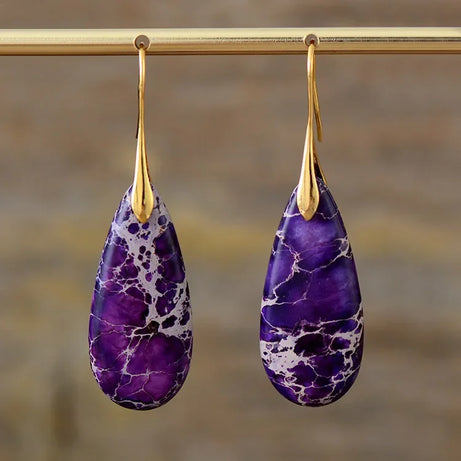 Natural Stone Geometric Pendant Earrings