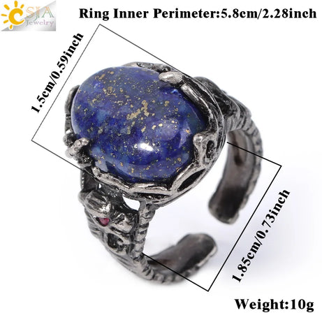 CSJA Vintage Silver Rings Natural Stone Amethyst Ring for Women Adjustable Design Handmade Fashion Jewelry Boho Accessories H765 - Charlie Dolly