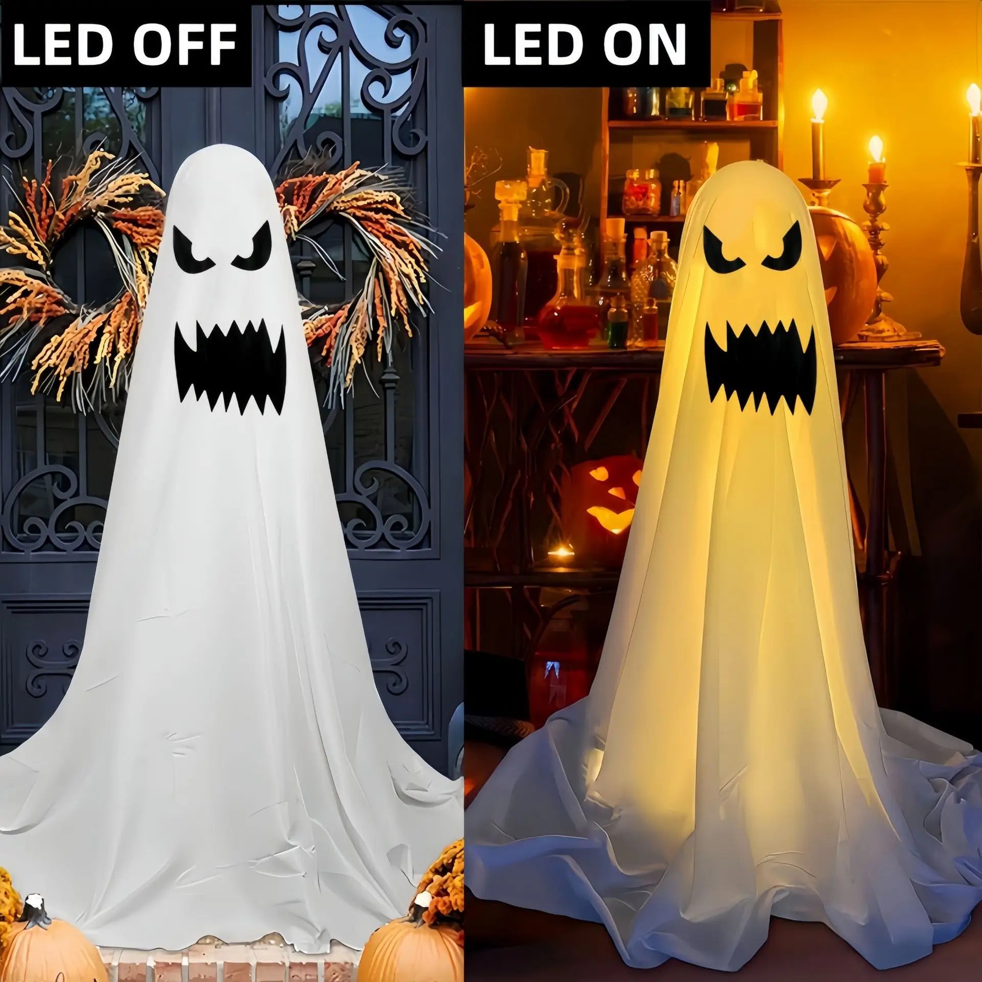 Halloween Patio Decor Outdoor Halloween Party Decor Indoor Spooky Ghost Standing Decor with String Lights Halloween Ghost Lights - Charlie Dolly
