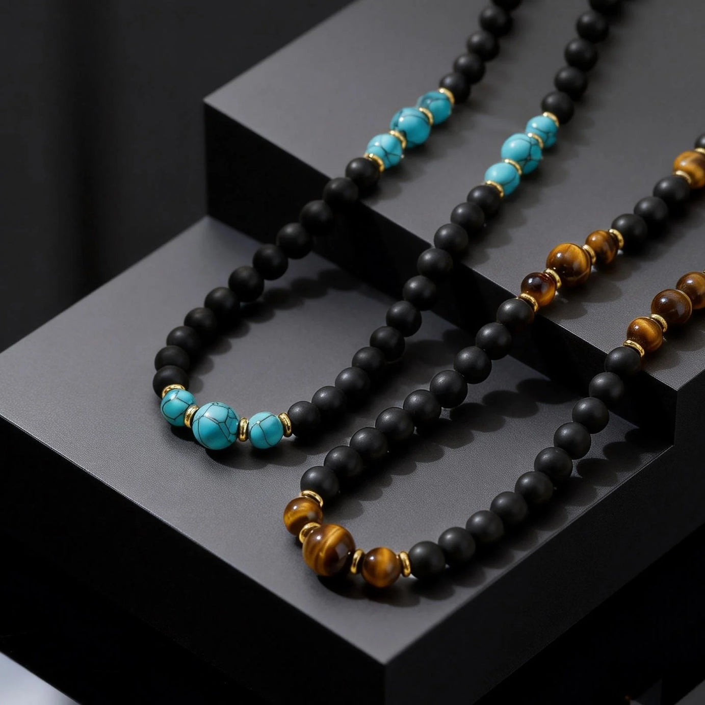 Retro Natural Stone Beads Necklace Tiger Eye Stone Stainless Steel Handmade Collar Necklace for Men Boho Trendy Jewelry Gifts - Charlie Dolly