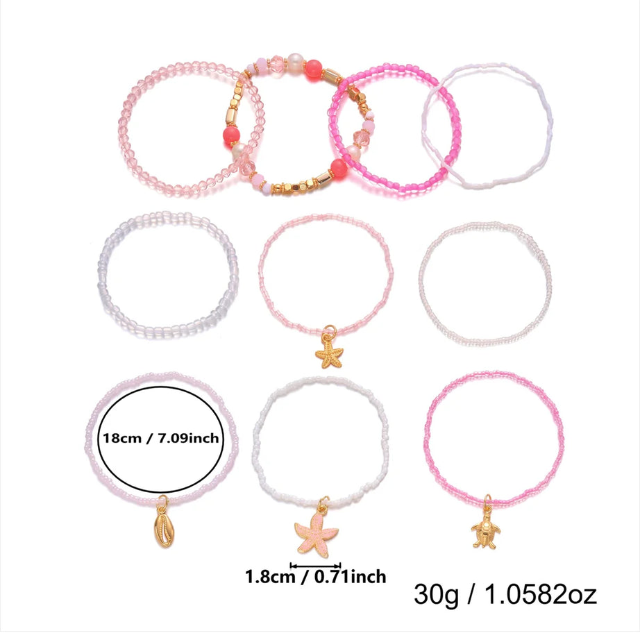 Sea Turtle and Starfish Layered Boho Bracelet Set