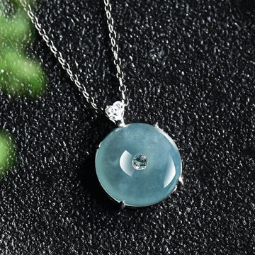 Myanmar Jadeite Donut Pendant Necklace Real Jewelry Talismans Designer Lucky Burmese Jade Vintage Gifts for Women