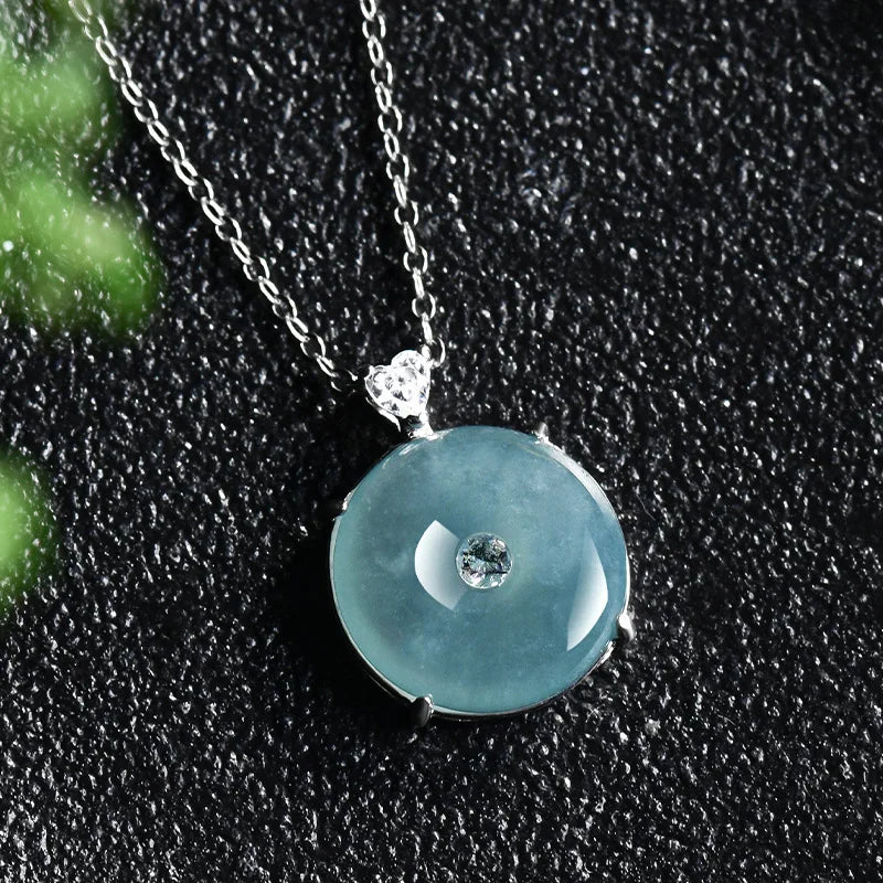Myanmar Jadeite Donut Pendant Necklace Real Jewelry Talismans Designer Lucky Burmese Jade Vintage Gifts for Women