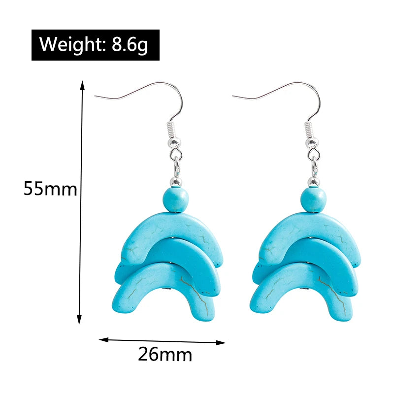 Boho Vintage Turquoise Water Drop Stud Earrings for Women Star Heart Flower Tribe Earring Statement Valentine Day Gift Jewelry
