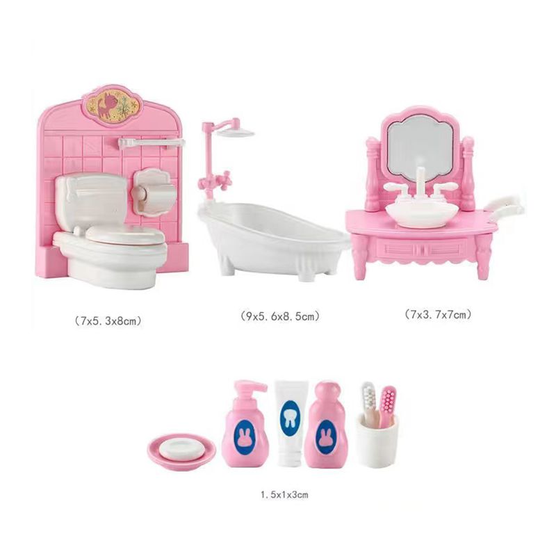 Hot Sale Cute Kawaii Pink 10 Items/Lot Miniature Dollhouse Furniture Accessory Kids Toys Kitchen Cooking Things For Barbie Game - Charlie Dolly