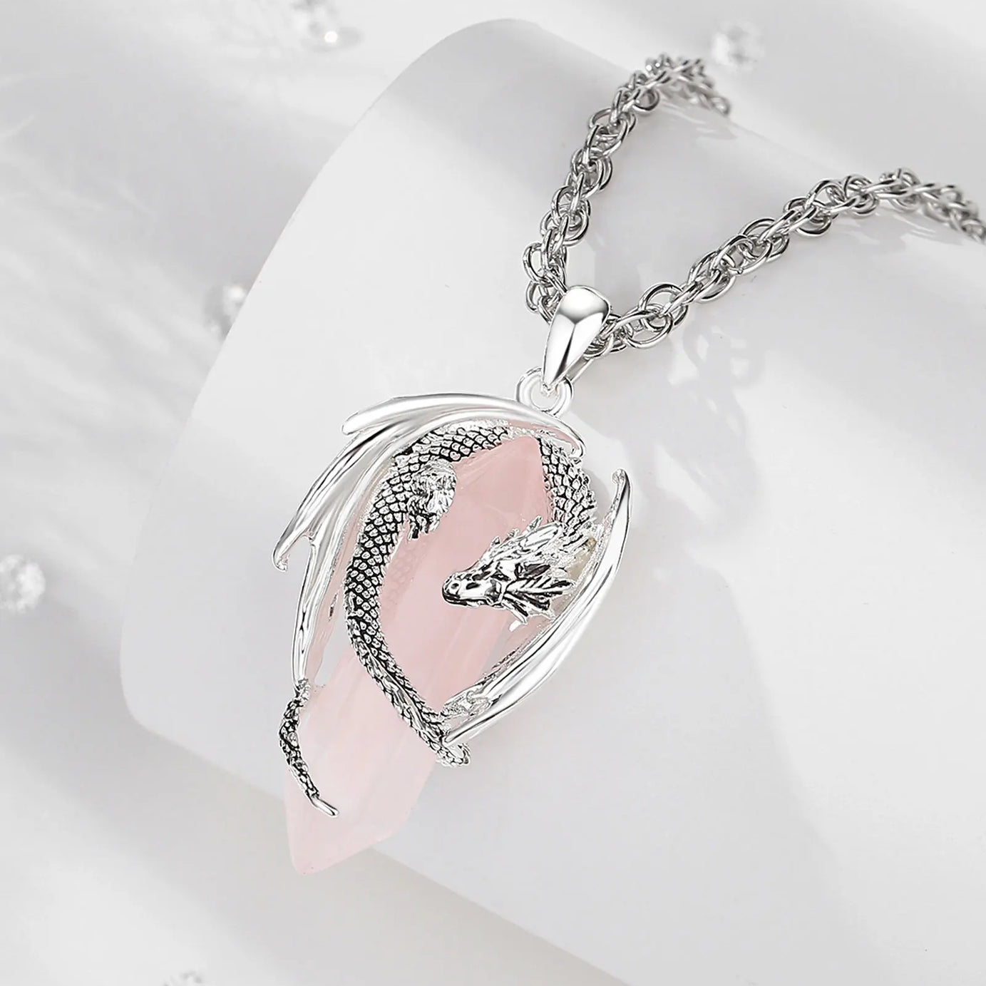 Dragon Natural Stone Hexagonal Prism Necklace
