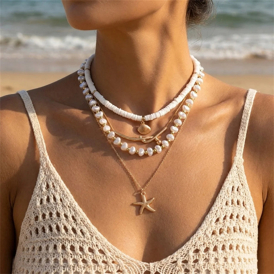 Turtle, Starfish and Shell Fishtail Boho Choker