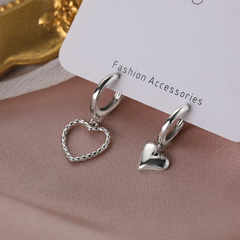 2023 Silver Color Geometric Heart-shaped Earrings for Women Girls Fashion Hollow Heart Hoop Earrings INS Jewelry Accessories - Charlie Dolly