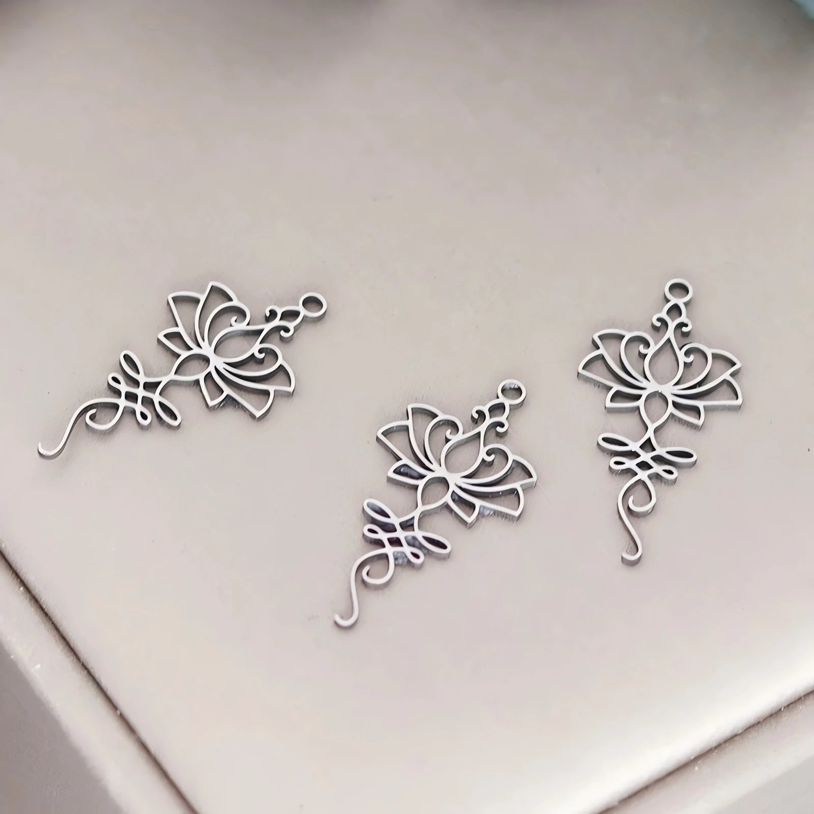 3pcs Unalome Lotus Flower Pendant Buddha Buddhism Om Yoga Charms Necklace Earrings Amulet Jewelry Making Supplies DIY
